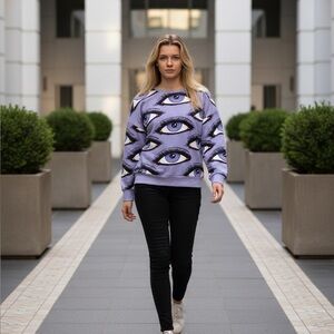 Eye Pattern Purple lightweight sweatshirt